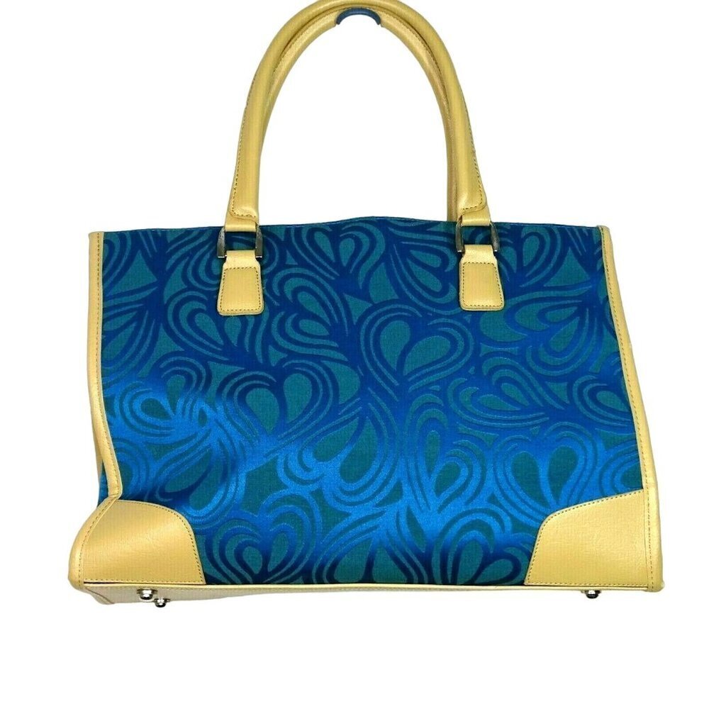 Diane Von Furstenberg DVF Travel Bag Luggage Tote Carryon Blue Tan Canvas - Picture 5 of 12